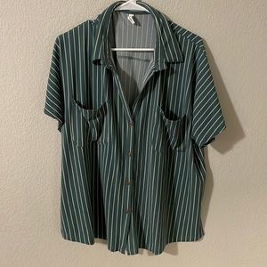 Wishlist teal, short sleeved, button up, size M/L